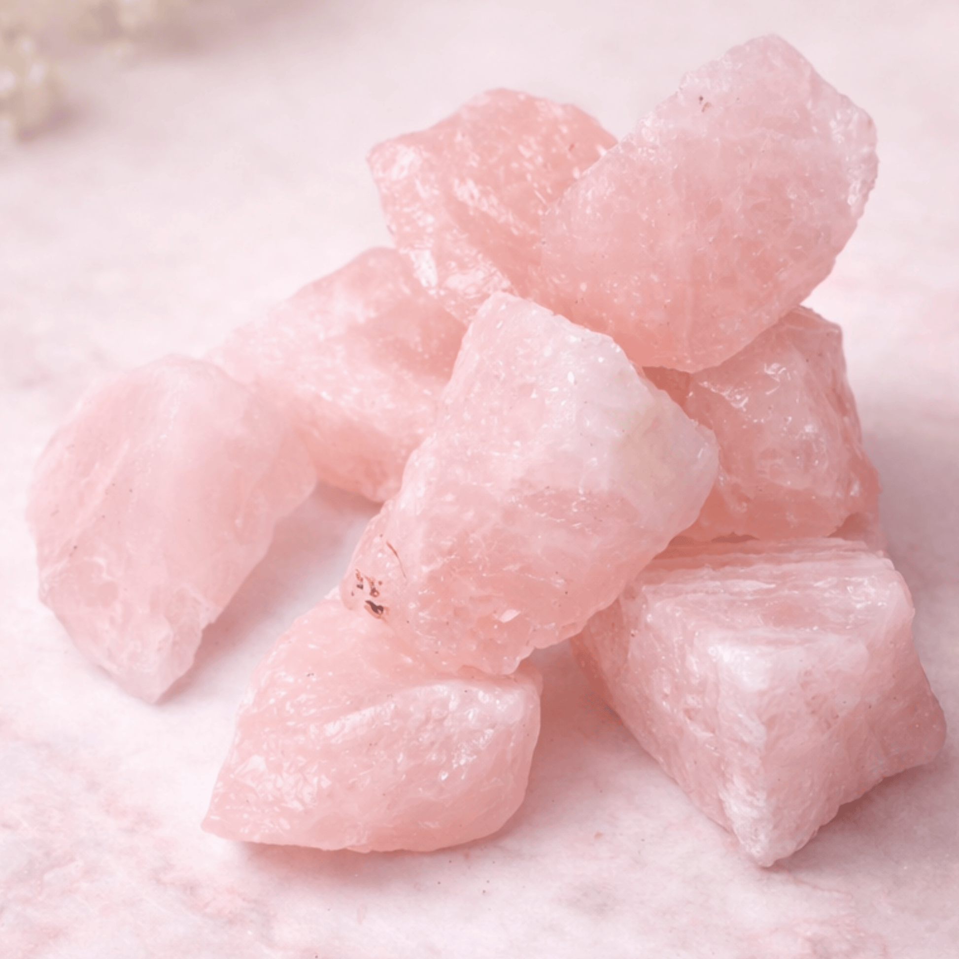 Pink Rose Quartz on a light pink back ground