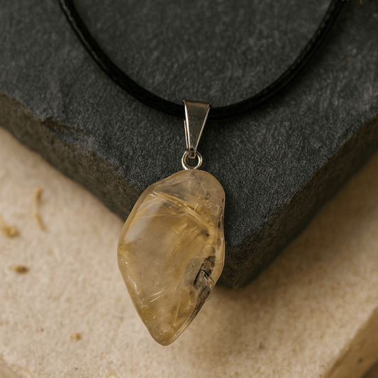 RUTILATED QUARTZ CRYSTAL PENDANT NECKLACE Amplify Energy & Clarity