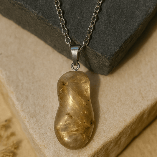 RUTILATED QUARTZ CRYSTAL PENDANT NECKLACE Amplify Energy & Clarity