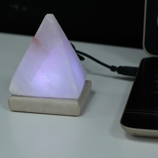 PYRAMID HIMALAYAN SALT LAMP WHITE 9cm - USB Multi - Spirit And Shadow