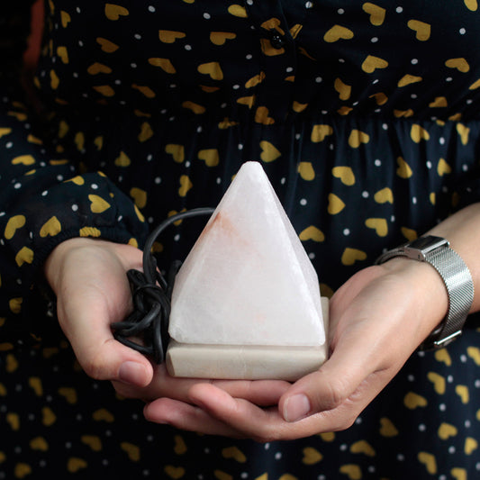 PYRAMID HIMALAYAN SALT LAMP WHITE 9cm - USB Multi - Spirit And Shadow