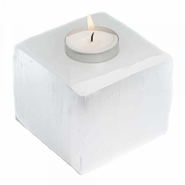 SELENITE CUBE TEA-LIGHT HOLDER 8x8 cm - Spirit And Shadow