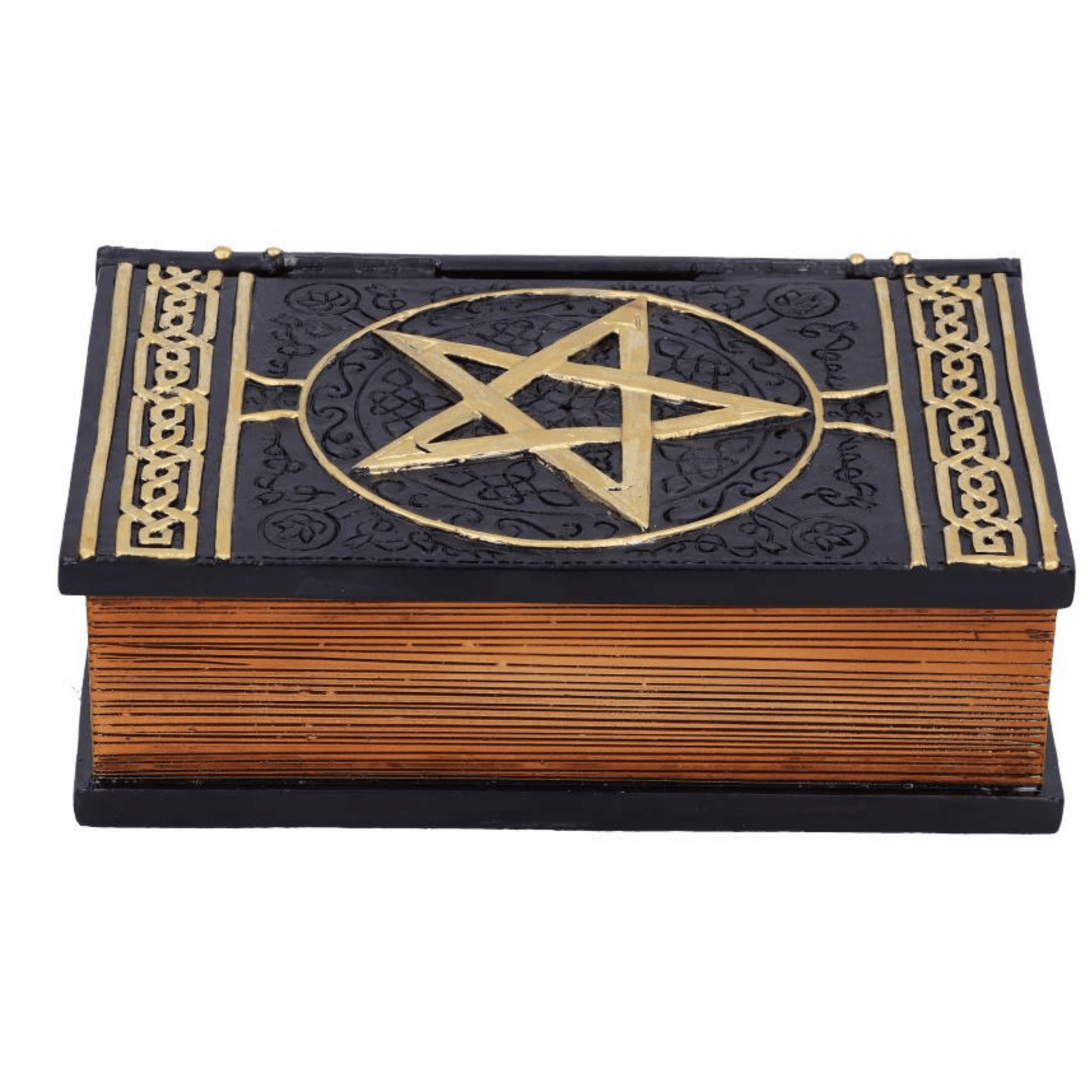 Decorative book box with a pentagram symbol on a white background