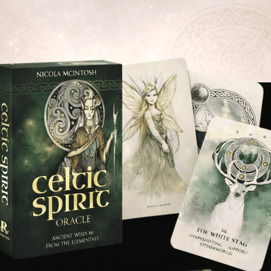 Celtic Spirit oracle cards deck by Nicola Mcintosh with illustrated Celtic guidance cards and box set