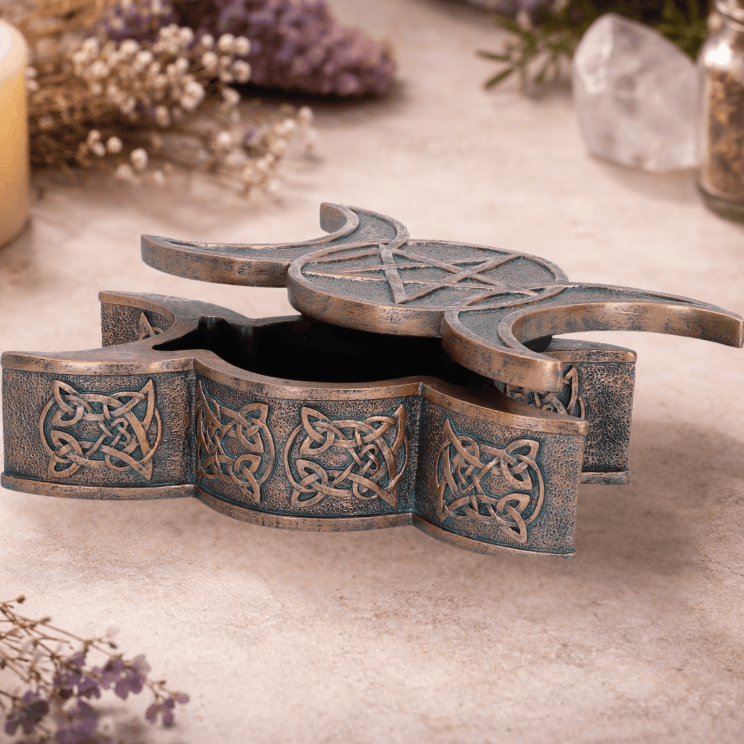 BOÎTE À BIJOUX TRIPLE LUNE 18,5 cm