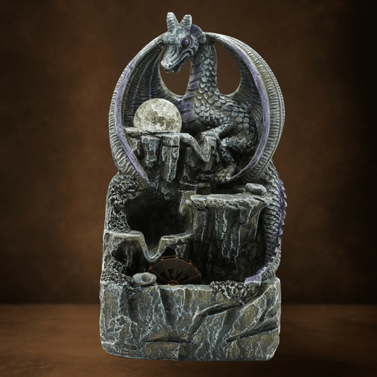 TABLETOP DRAGON POOL WATER FEATURE 35cm – Purple Dragon & Crystal Ball