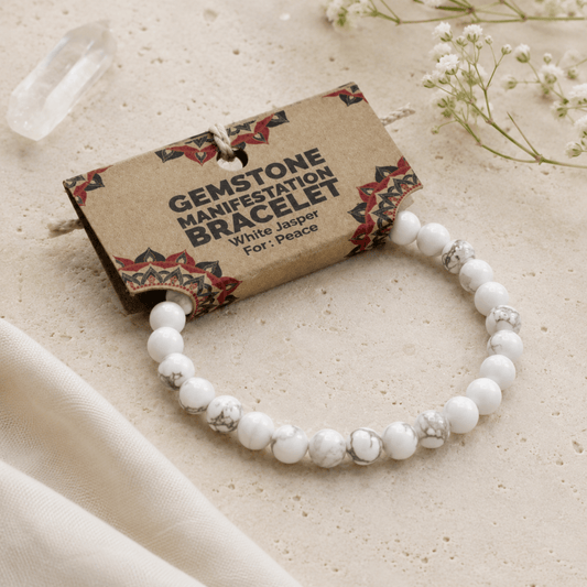 Bracelet de manifestation en jaspe blanc – Paix et tranquillité
