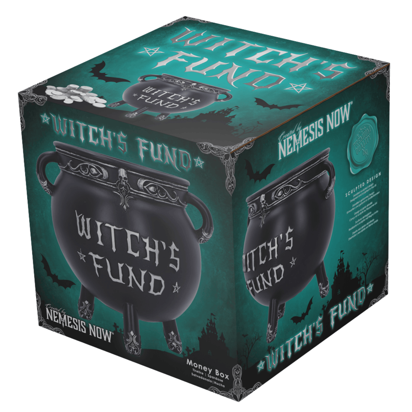 WITCH'S FUND CAULDRON MONEY BOX 16.5cm