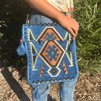 KILIM FESTIVAL BAG - SKY BLUE