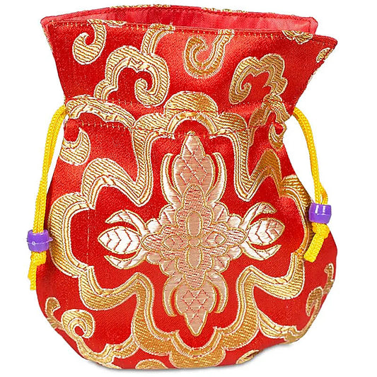 HANDMADE RED BROCADE BAG – Ideal for Pendulums, Malas, Treasures And Spell Bag