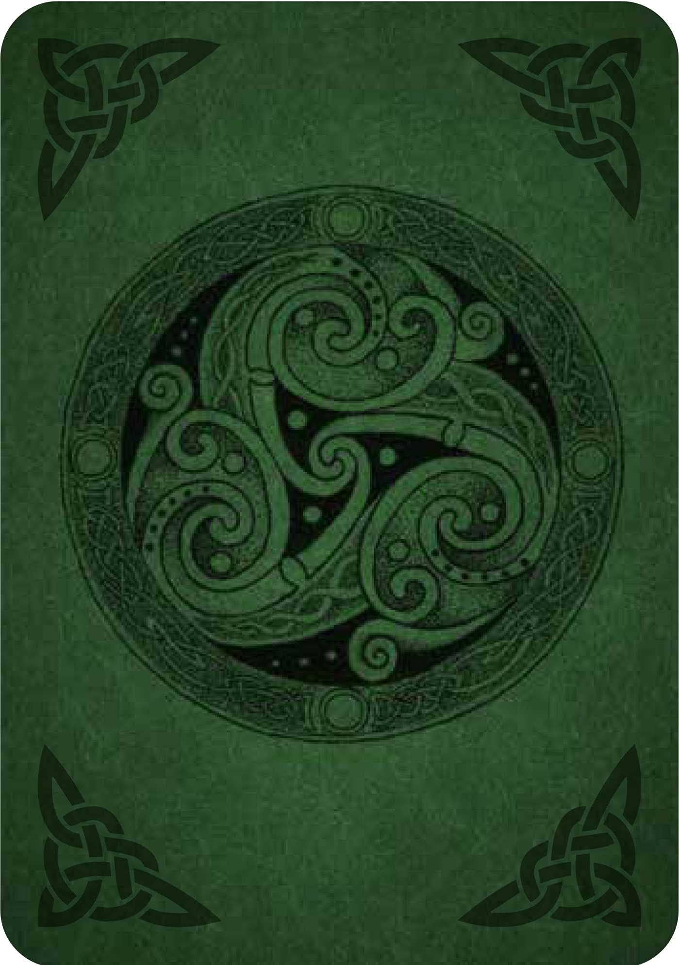Green card with Celtic knot design on cover