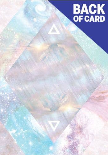 Iridescent card with geometric design and 'Back of Card' text