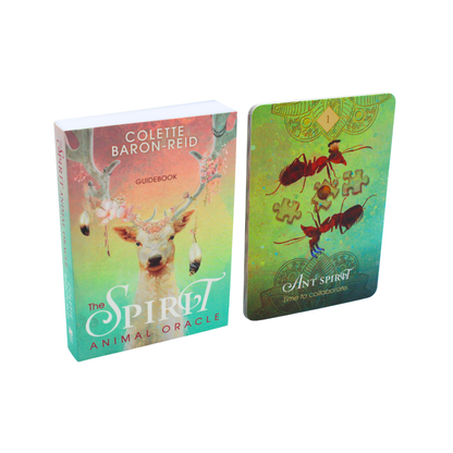 Colette Baron-Reid's 'The Spirit Animal Oracle' guidebook and card set on a white background