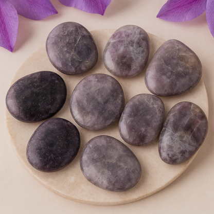 LEPIDOLITE PALM STONE AA GRADE 3-5cm